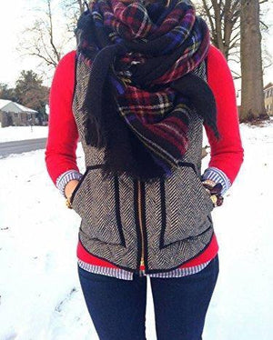 Vintage Womens Quilted Herringbone Puffer Vest on sale - SOUISEE