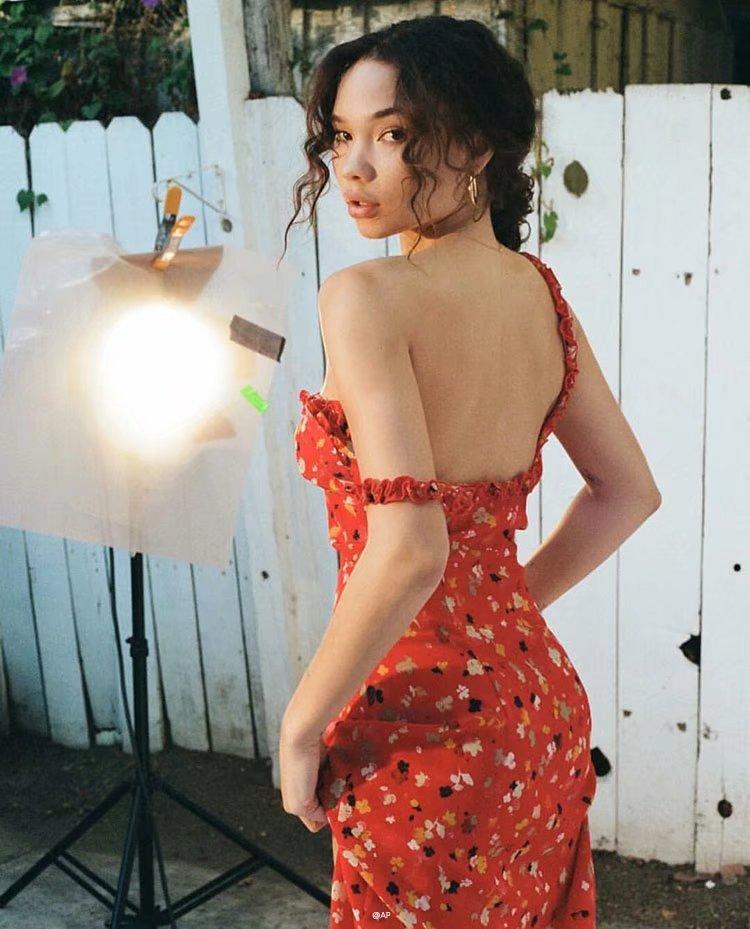 Casual Corset Red Fleur Floral Ruffle Strap Button Up Floral Dress on sale - SOUISEE