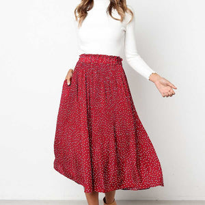 90s Fashion Retro Elastic Waist Paisley Ruffle Midi Skirt on sale - SOUISEE