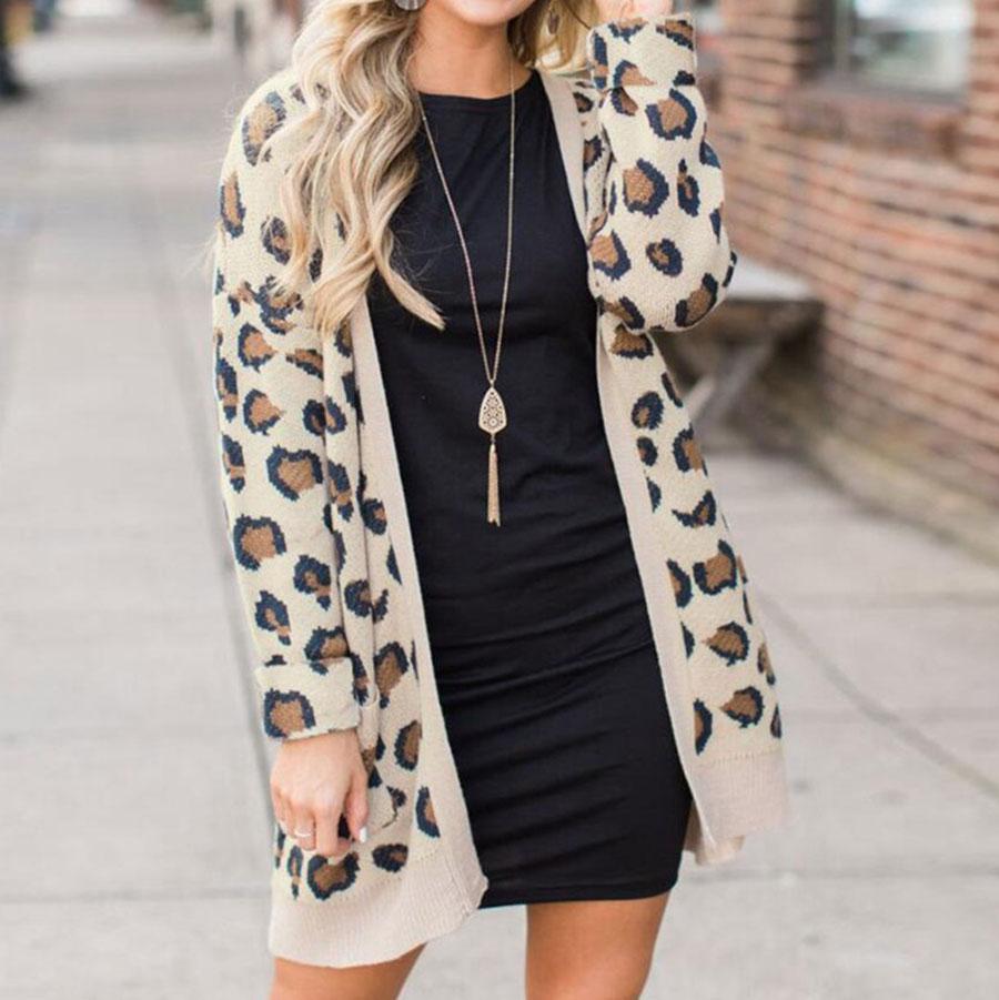 Retro Leopard Spotted Prints Oversized Comfy Long Cardigan Sweaters on sale - SOUISEE