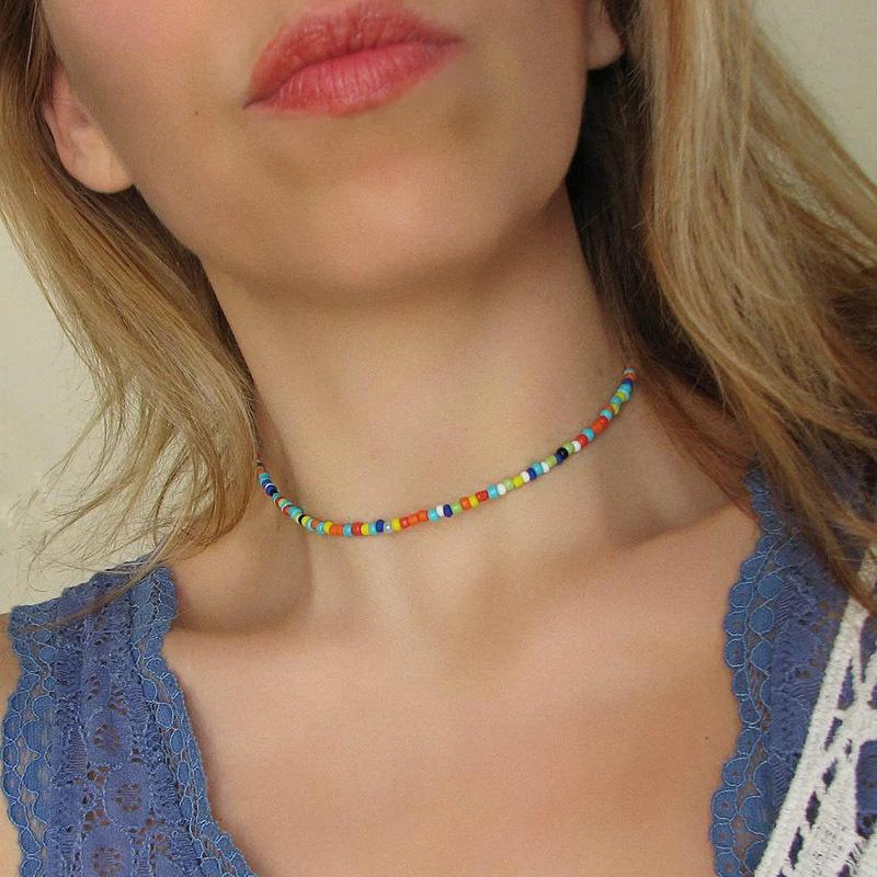 1pc Summer Colorful Bohemian Style Seed Bead Women's Letter LUCKY Beaded  Necklace Pendant Girls Gift | SHEIN USA