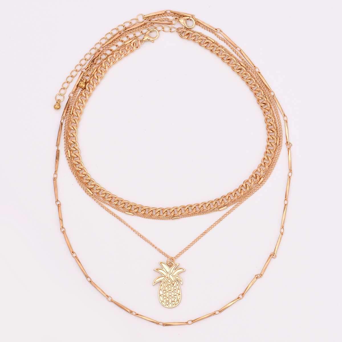Bohemian Multi Layered Cutout Pineapple Necklace on sale - SOUISEE