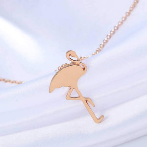 Lucky Simple Flamingo Pendant Necklace Rose Gold/Silver/Gold on sale - SOUISEE