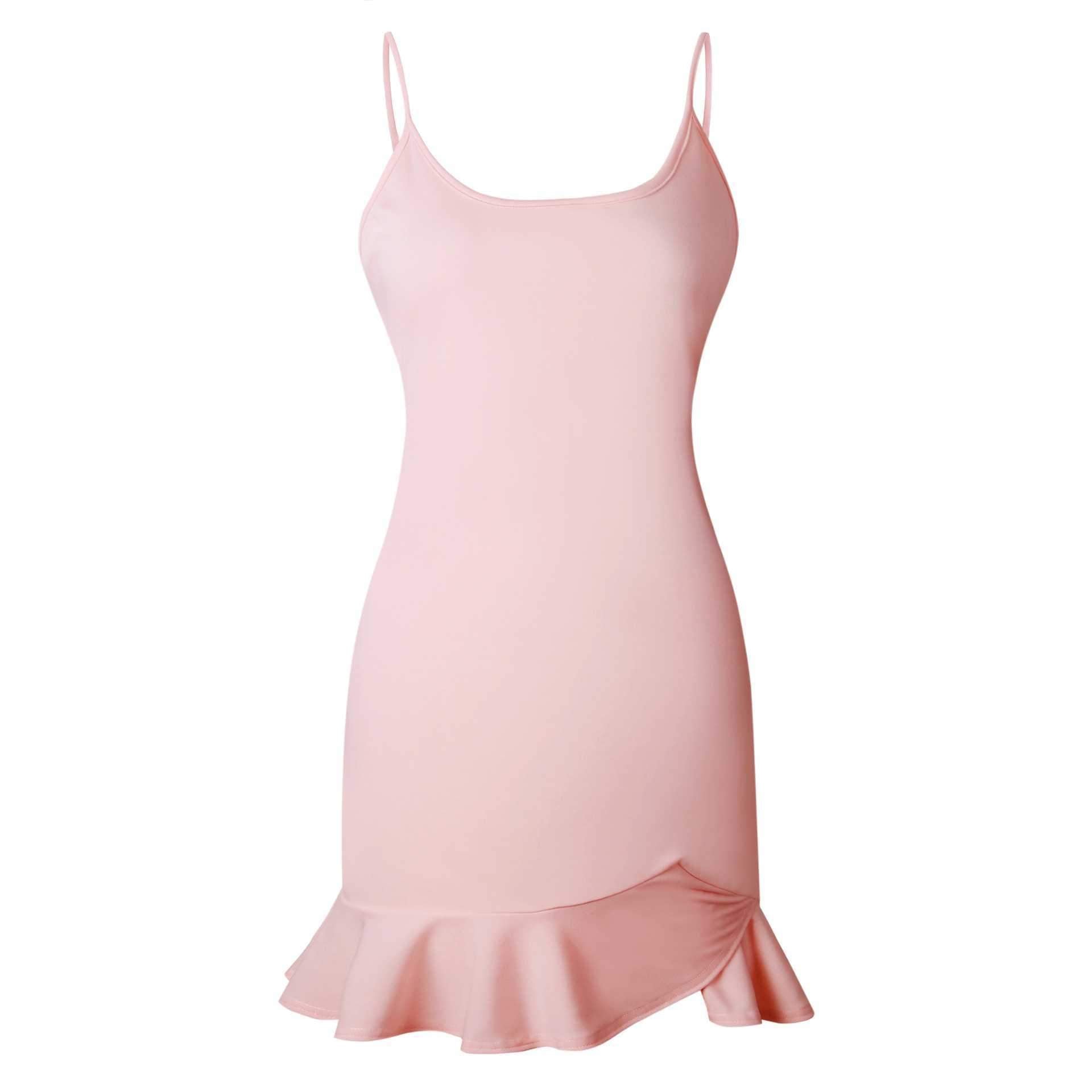 Slimming Adjustable Spaghetti Strap Frill Hem Dress Ruffles on sale - SOUISEE