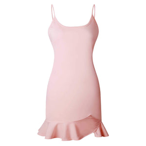 Slimming Adjustable Spaghetti Strap Frill Hem Dress Ruffles on sale - SOUISEE