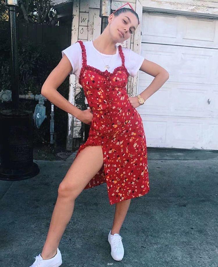 Casual Corset Red Fleur Floral Ruffle Strap Button Up Floral Dress on sale - SOUISEE