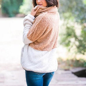 Two Toned Fuzzy Sherpa Fleece Pullover Jacket on sale - SOUISEE