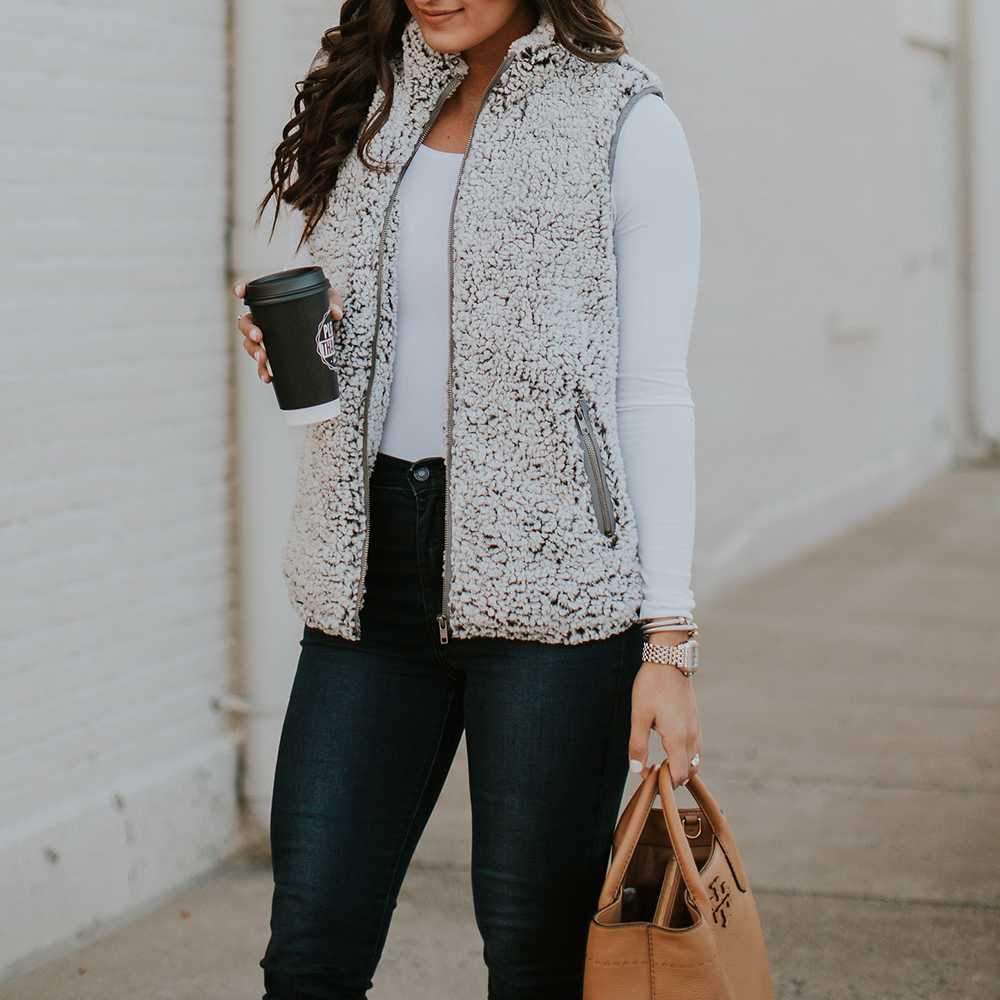 Fuzzy Faux Fur Winter Outerwear Sherpa Fleece Vest on sale - SOUISEE