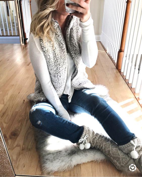 Fuzzy Faux Fur Winter Outerwear Sherpa Fleece Vest on sale - SOUISEE
