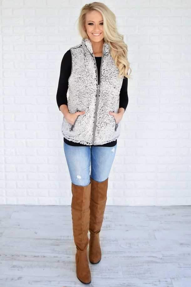 Fuzzy Faux Fur Winter Outerwear Sherpa Fleece Vest on sale - SOUISEE
