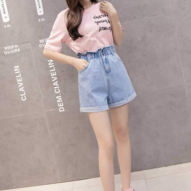 Boyfriend High Waisted Cuffed Paperbag Waist Denim Shorts on sale - SOUISEE