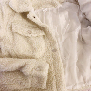 Thick White Short Teddy Faux Fur Cropped Jacket Winter Coats on sale - SOUISEE