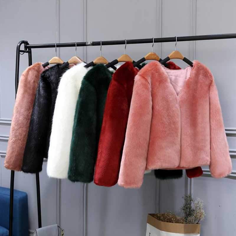 Free Ship Fluffy Mink Pink Faux Fur Coat on sale - SOUISEE