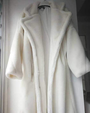 Long Faux Fur Camel Teddy Coat Maxi Jackets on sale - SOUISEE