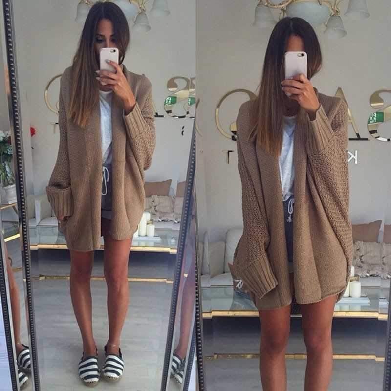 Oversized Open Front Batwing Long Cardigan Sweater on sale - SOUISEE