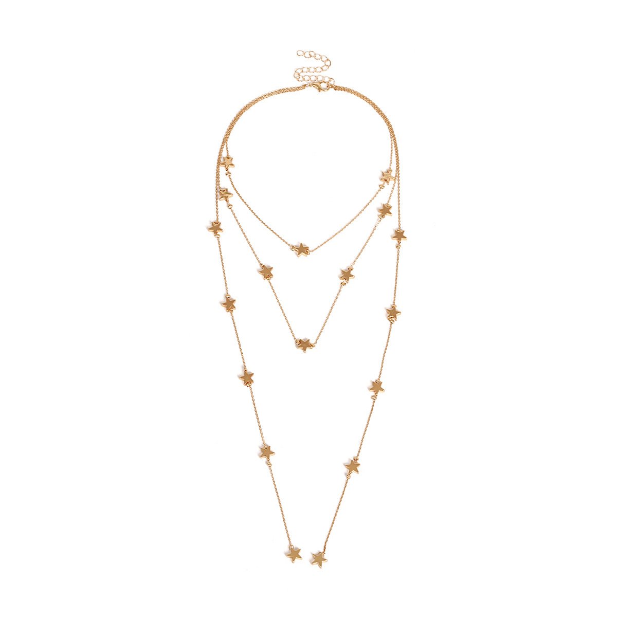 Stars Beaded Multi Layered Chocker Necklace Gold on sale - SOUISEE