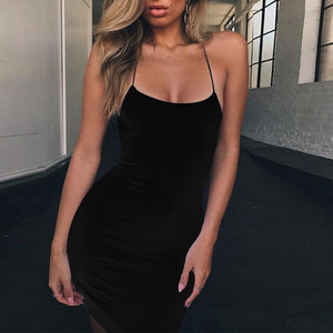 Sexy Spaghetti Strap Back Criss Cross Halter Dress on sale - SOUISEE
