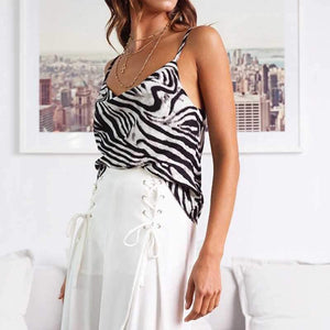 Relaxed Adjustable Spaghetti Strap Cow Neck Silk Satin Cami Tank Top on sale - SOUISEE