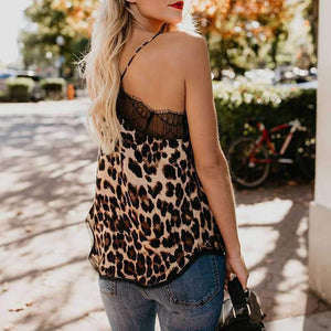 Retro Print Snake Leopard Lace Cami Tank Spaghetti Top on sale - SOUISEE