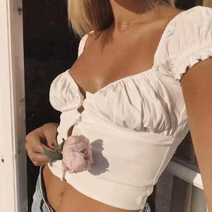 Elastic Arms On or Off Shoulders Cupped Bustier Button Through Top on sale - SOUISEE