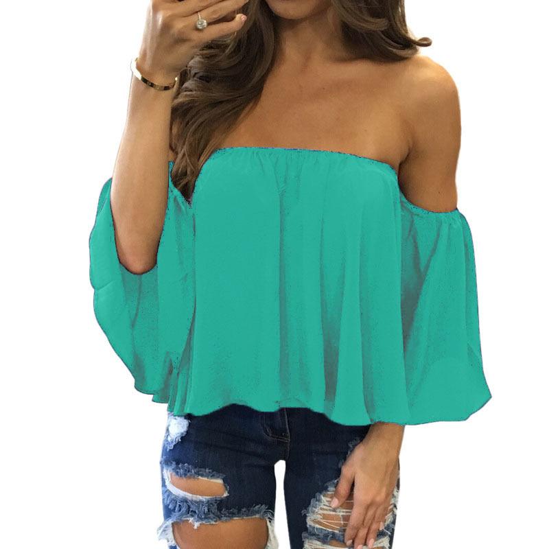 Tummy Hiding Oversized Off The Shoulder Tops Loose Blouse on sale - SOUISEE