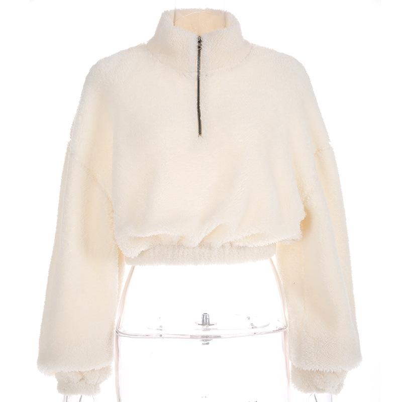 Oversized Cropped Polo Faux Fur Teddy Bear Jacket on sale - SOUISEE