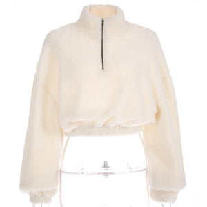 Oversized Cropped Polo Faux Fur Teddy Bear Jacket on sale - SOUISEE