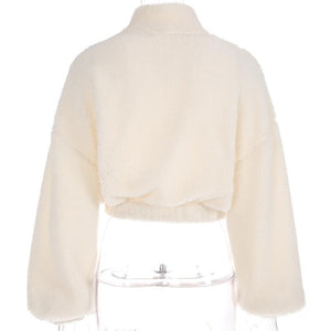 Oversized Cropped Polo Faux Fur Teddy Bear Jacket on sale - SOUISEE
