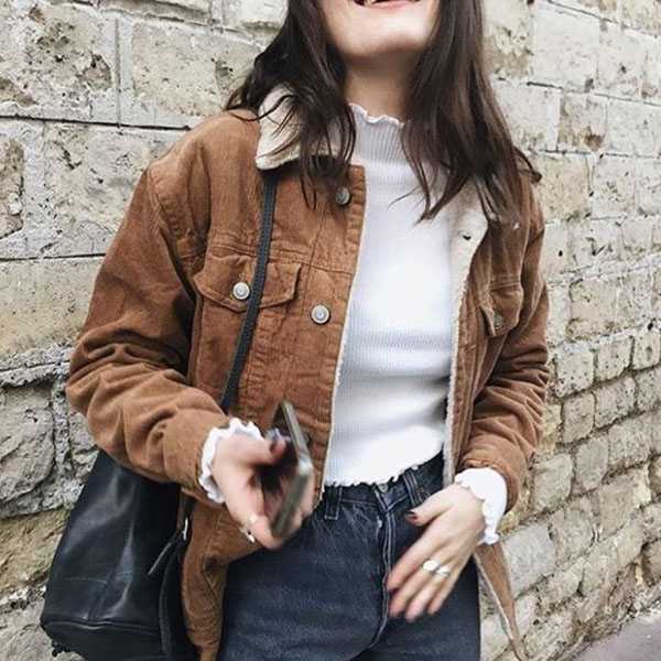 Fur Fleece Lined Shearling Corduroy Trucker Jacket on sale - SOUISEE