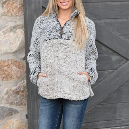 Faux Fur Shearling Sherpa Fleece Pullover Sweatshirt on sale - SOUISEE