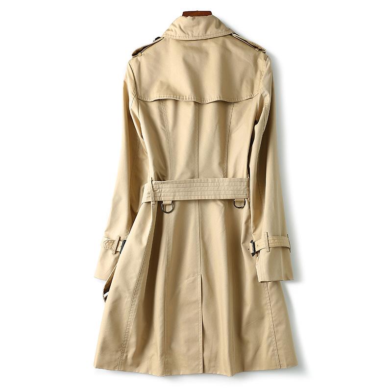 Classic Double Breasted Turtle Neck Women's Beige Trench Coat on sale - SOUISEE