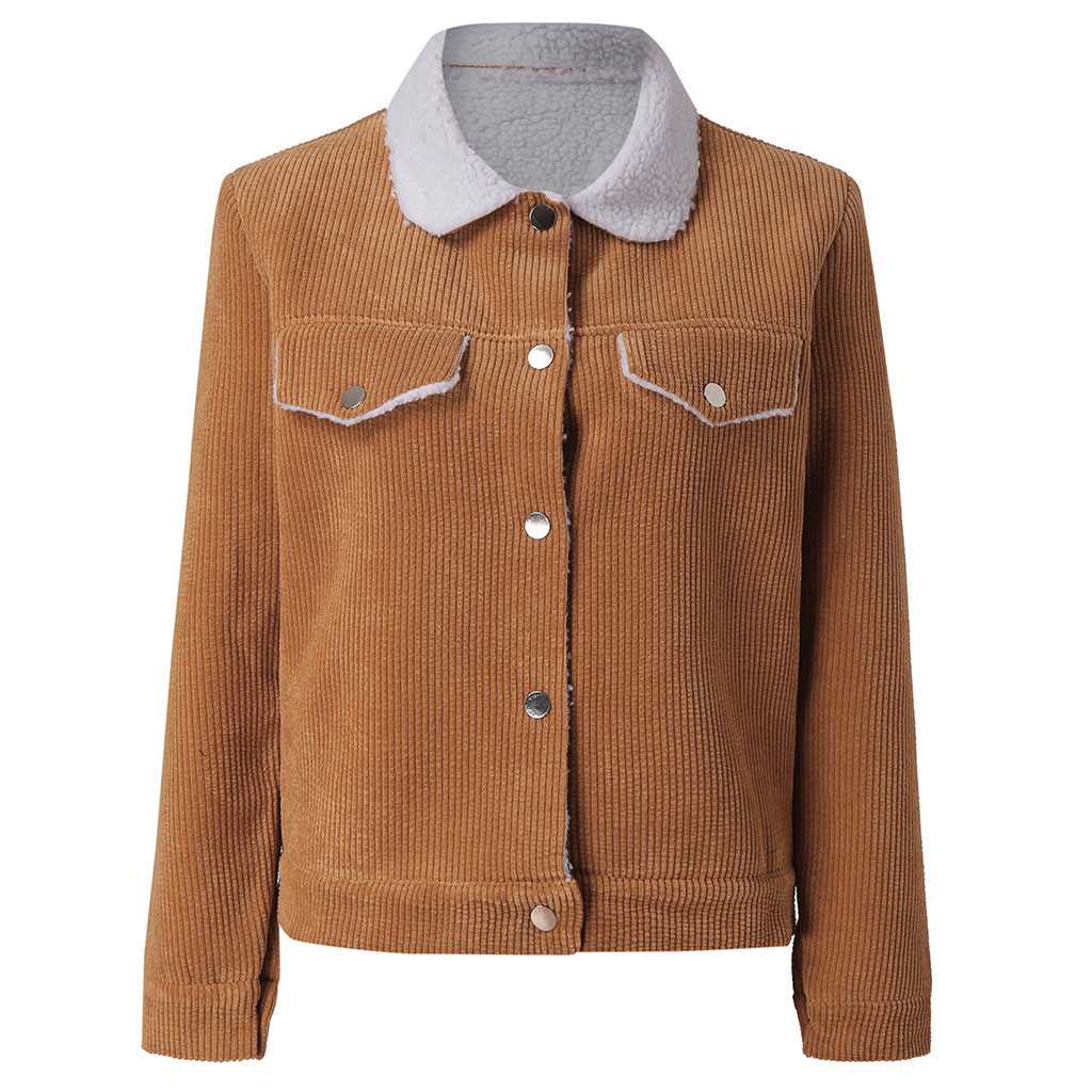 Fur Fleece Lined Shearling Corduroy Trucker Jacket on sale - SOUISEE