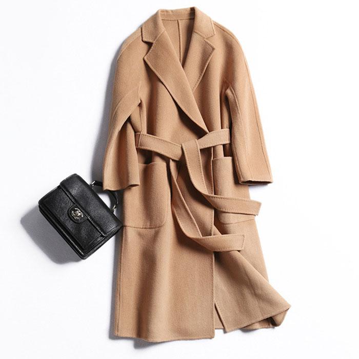 Free Shipping Camel Cashmere Wool Trench Overcoat Womens on sale - SOUISEE