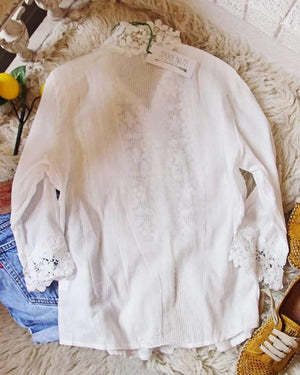 Bohemian Crochet Lace Button Up Shirt Top on sale - SOUISEE