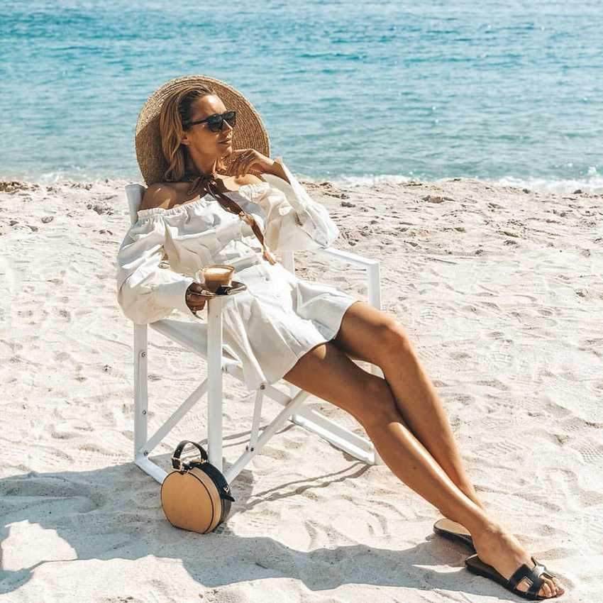 Flowy Long Puff Sleeve Off Shoulder Mini Dress on sale - SOUISEE