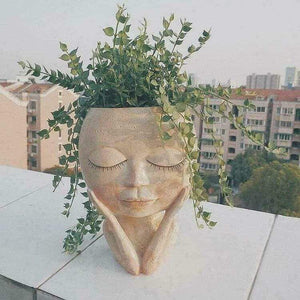 Head Face Planters Painted Plants Flower Pots Succulents Resin Planter Face Pot With Hole on sale - SOUISEE