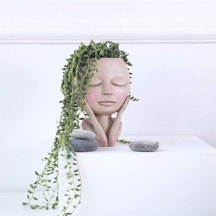 Head Face Planters Painted Plants Flower Pots Succulents Resin Planter Face Pot With Hole on sale - SOUISEE
