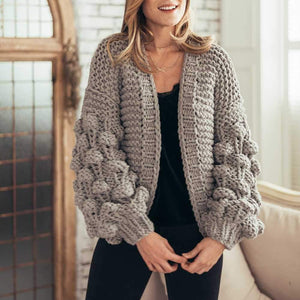 Chunky Oversized Bell Sleeve Cable Knit Cardigan Knitwear – SOUISEE