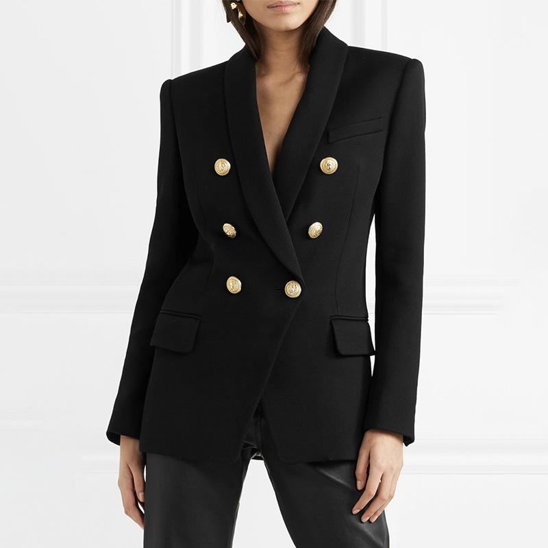 Double Breasted Women's Casual Black Blazer Jacket on sale - SOUISEE