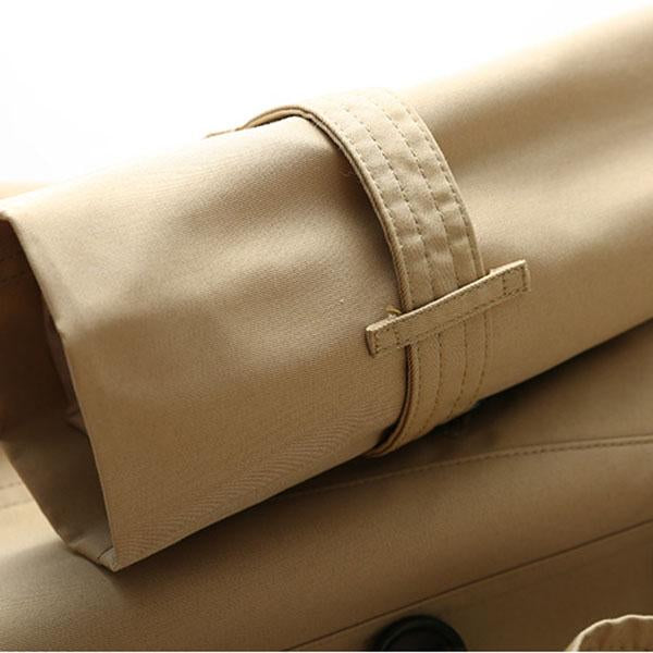 Classic Double Breasted Turtle Neck Women's Beige Trench Coat on sale - SOUISEE