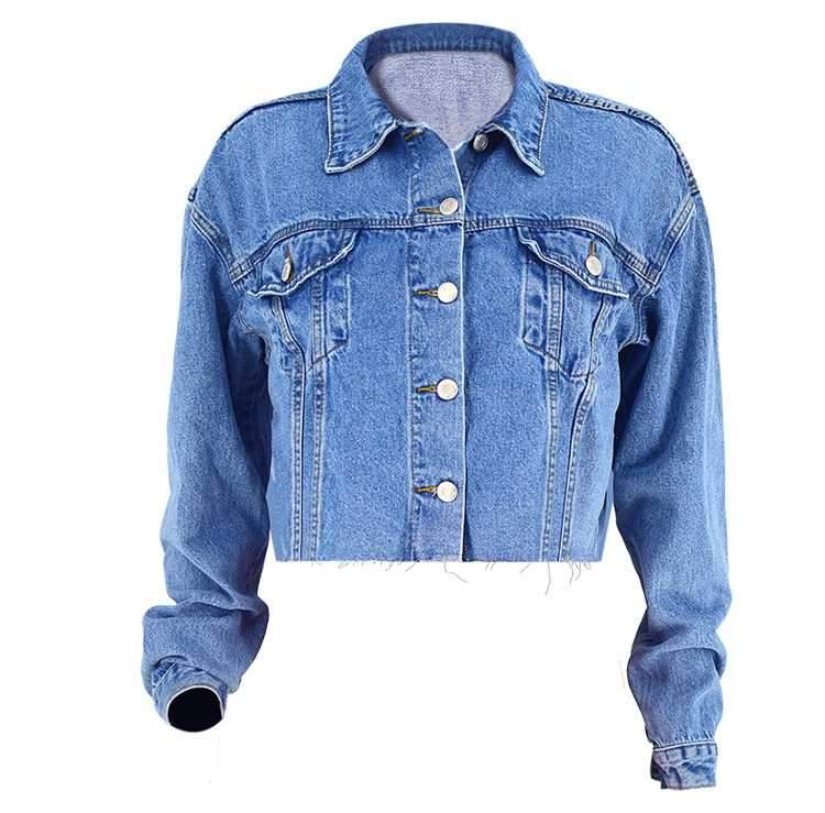 Cool Oversized Cropped Denim Jacket Womens on sale - SOUISEE