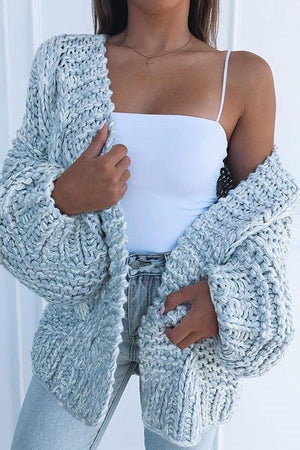 Mohair Chunky Oversized Cable Knit Baggy Sleeve Cardigan Sweater on sale - SOUISEE