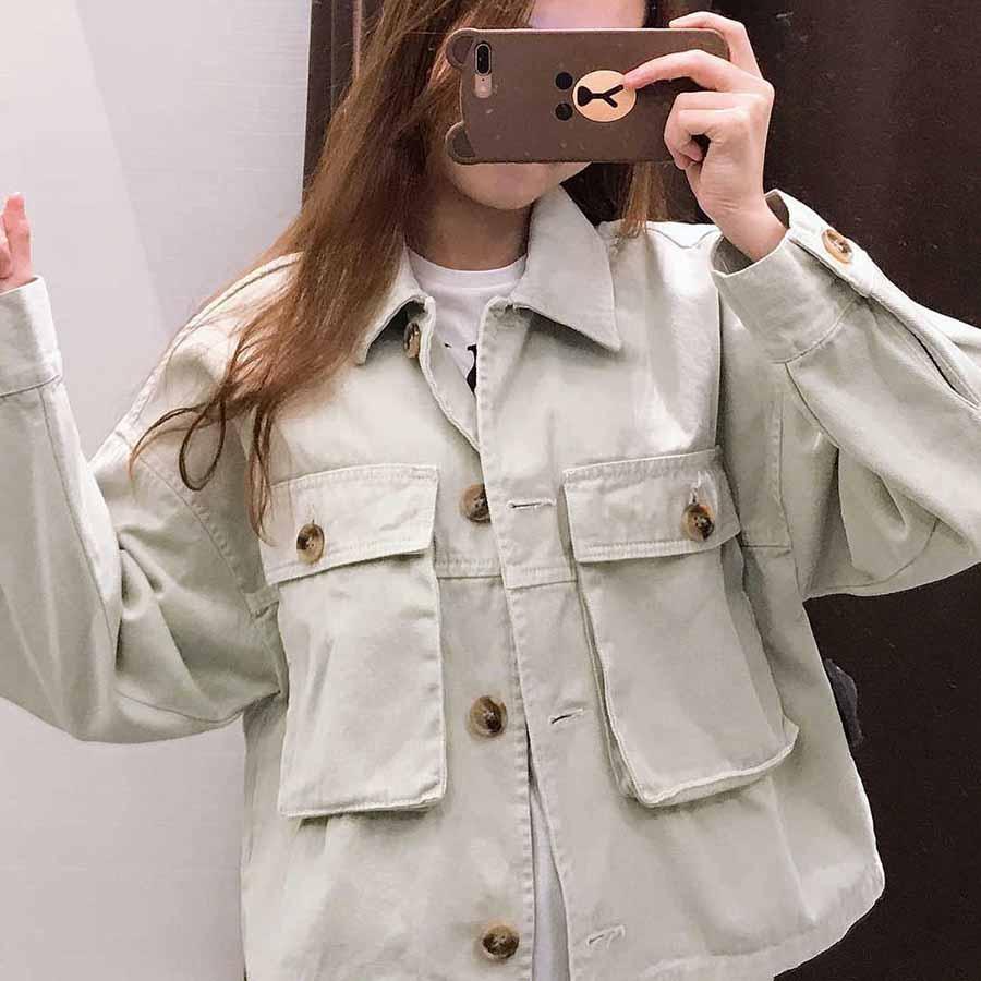 Oversized Boyfriend Cool Big Pockets Cargo Jacket Button Up Coat Womens on sale - SOUISEE