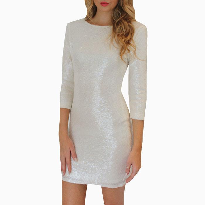 Sparkly Sequin Embellished Long Sleeve Sheath Cocktail Dress on sale - SOUISEE