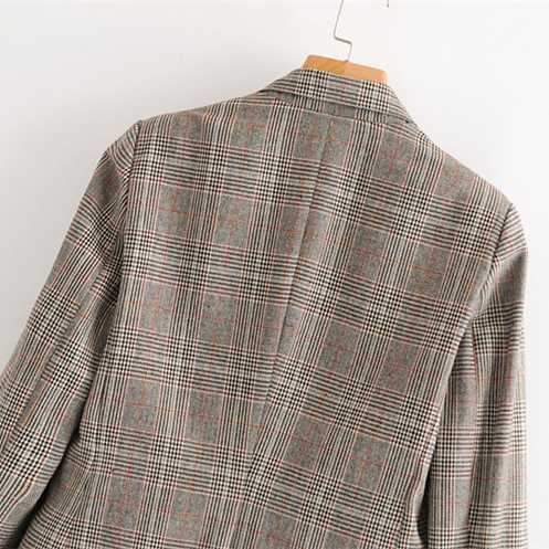 Designer One Button Tartan Plaid Womens Checked Blazer Jacket on sale - SOUISEE