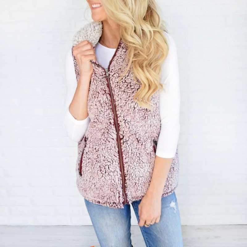 Fuzzy Faux Fur Winter Outerwear Sherpa Fleece Vest on sale - SOUISEE