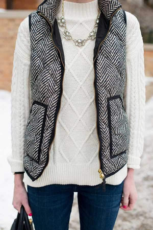 Vintage Womens Quilted Herringbone Puffer Vest on sale - SOUISEE