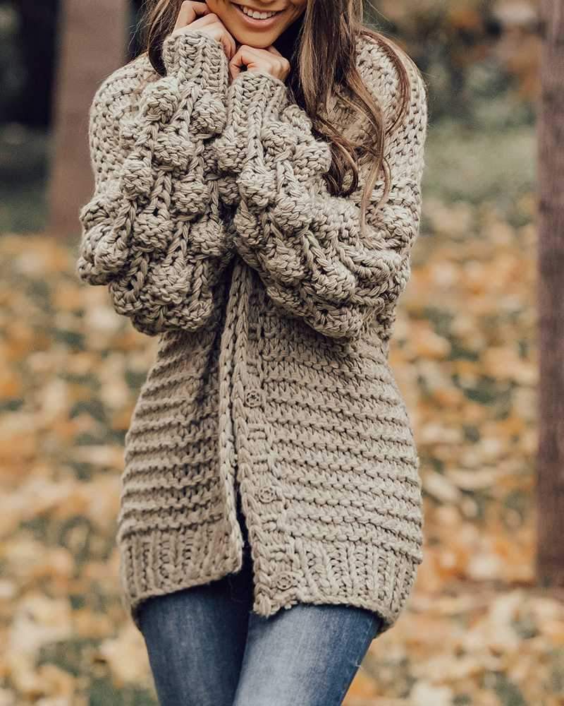 Oversized Chunky Thick Cable Knit Cardigan Sweater on sale - SOUISEE