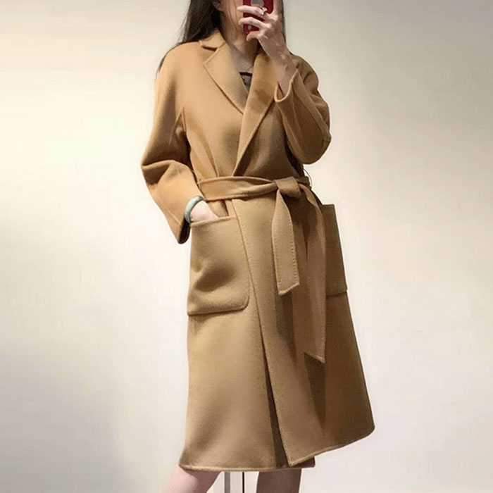 Free Shipping Camel Cashmere Wool Trench Overcoat Womens on sale - SOUISEE